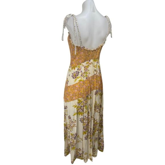 Free People Lover Boy Multicolor Floral Colorblock Boho Sleeveless Midi Dress 4 - Picture 2 of 4